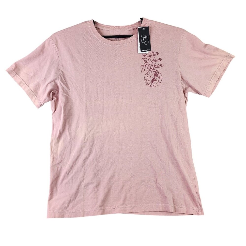 Womens Unisex Pink Botanical Dyed Short Sleeve T Shirt Original Use Size L